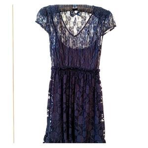 BLACK LACE DRESS by ATMOSPHERE UK SLIP LINING S-6